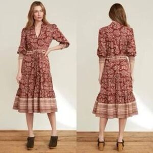 Veronica Beard Swedie Cotton printed Midi Dress